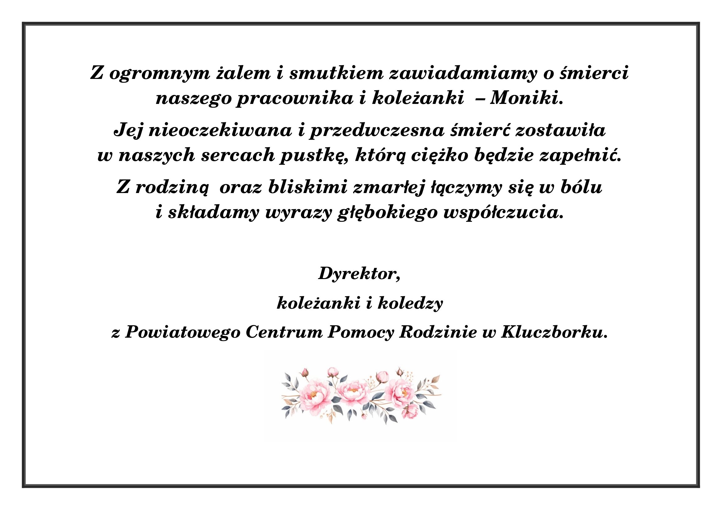 Monika - zawiadomienie